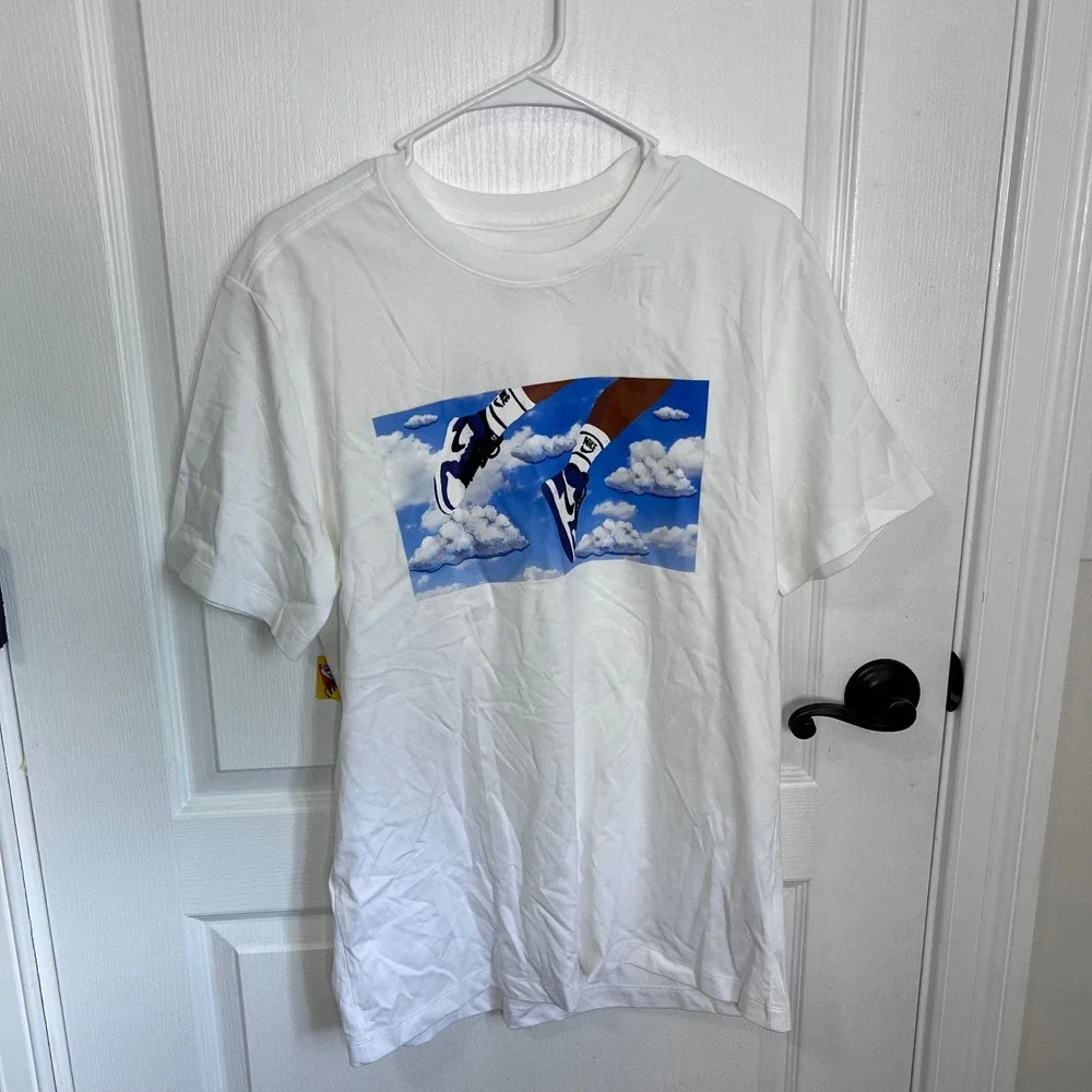 Jordan Mens Jumpman Flight Cloud Graphic T-Shirt‎ White Size Medium Short Sleeve